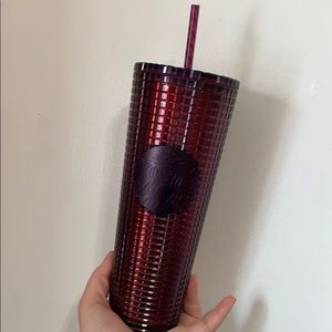 Starbucks Purple Grid Plastic Cold Cup Tumbler